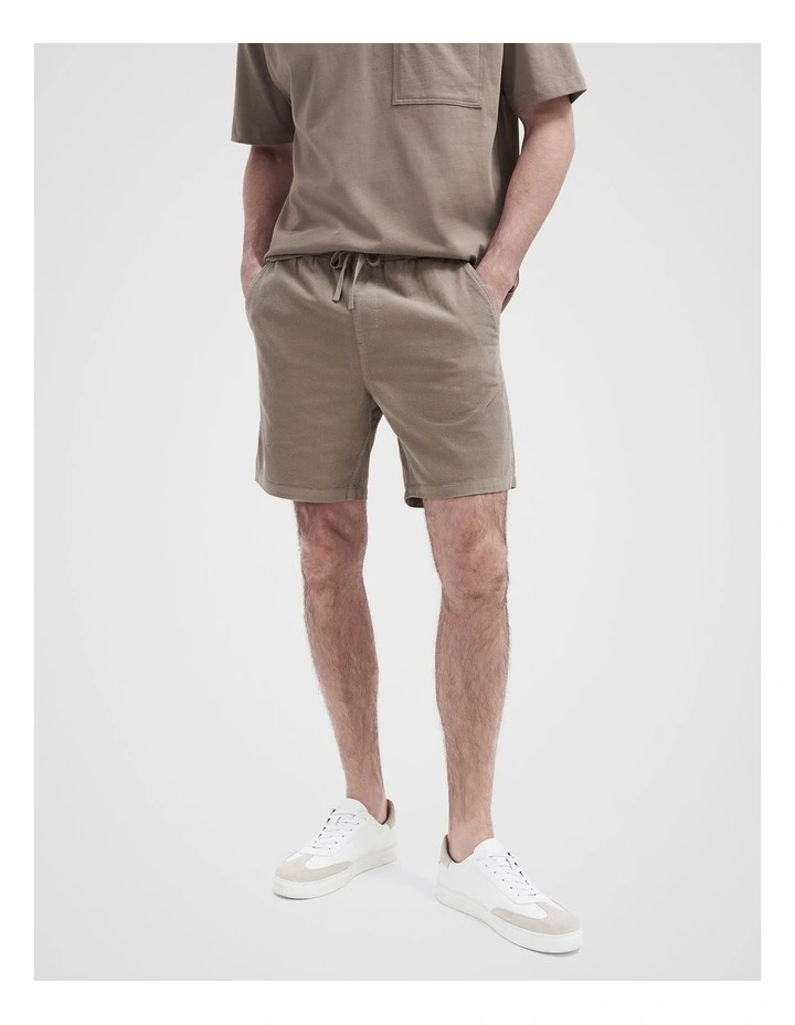 Cord Pull On Short in Brown image 3