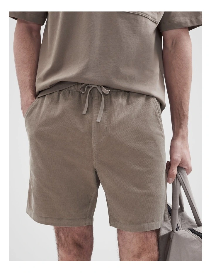 Cord Pull On Short in Brown image 4