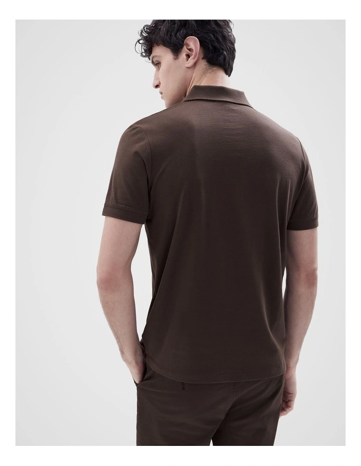 Classic Jersey Polo Shirt in Brown image 2