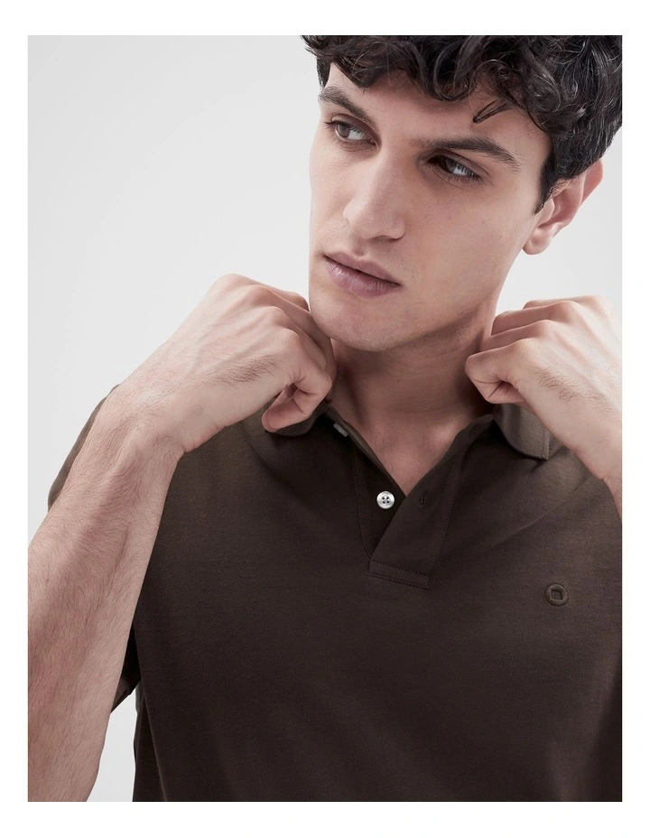 Classic Jersey Polo Shirt in Brown image 3