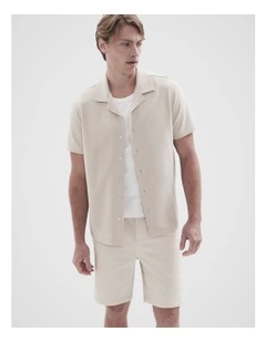 Micro Loop Button Thru Shirt in Beige