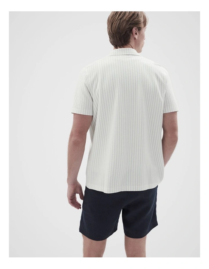 Stripe Seersucker Button Thru Shirt in White image 2