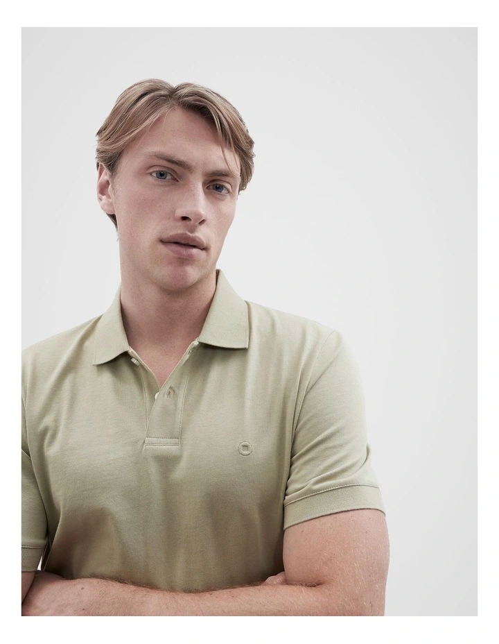 Classic Jersey Polo Shirt in Green image 3
