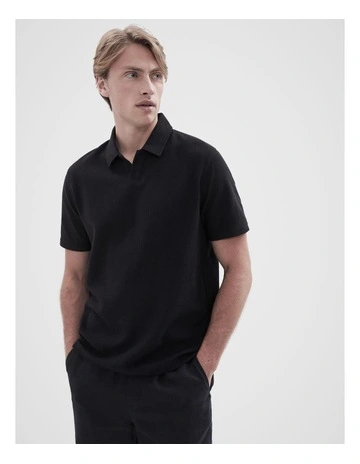 Micro Loop Polo Shirt in Black