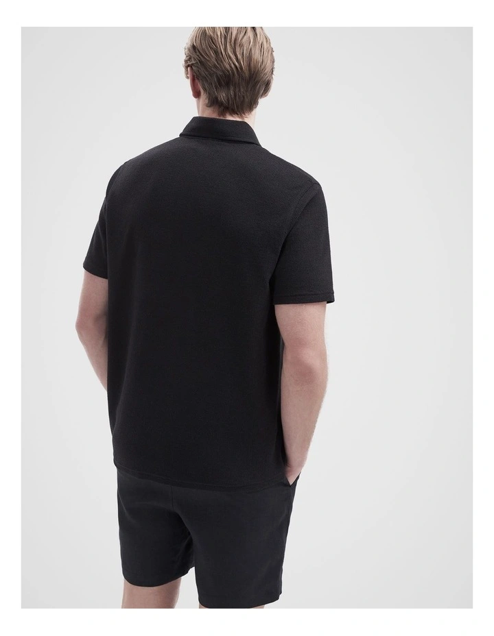 Micro Loop Polo Shirt in Black image 2