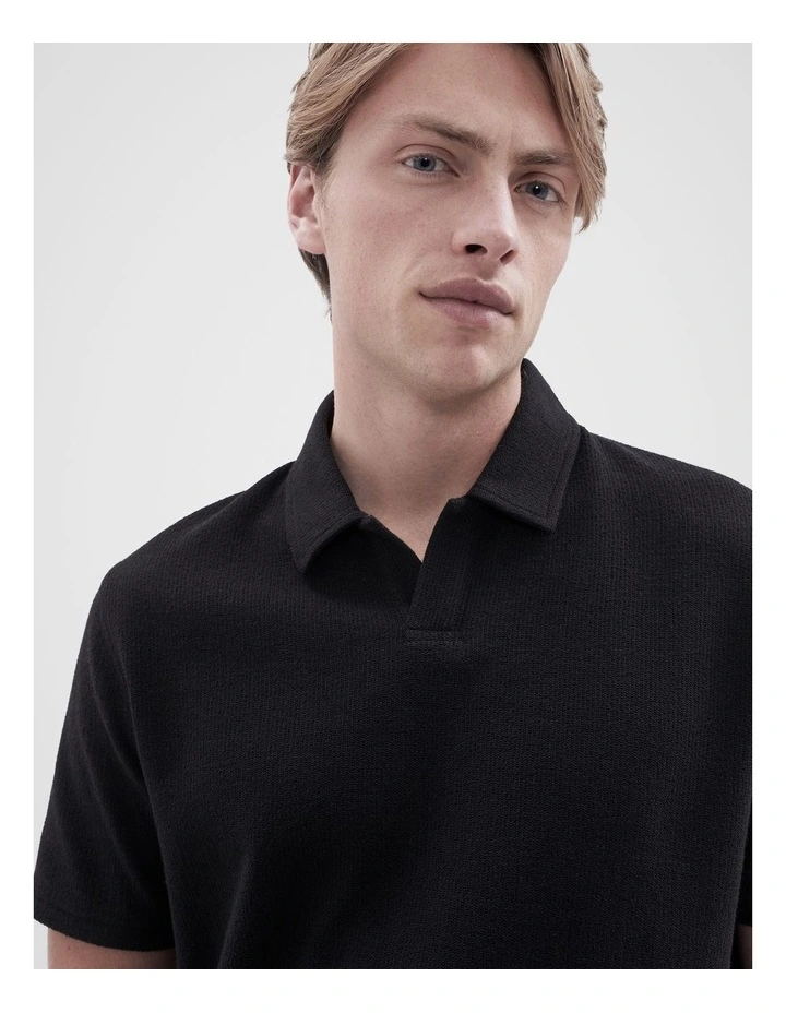 Micro Loop Polo Shirt in Black image 3