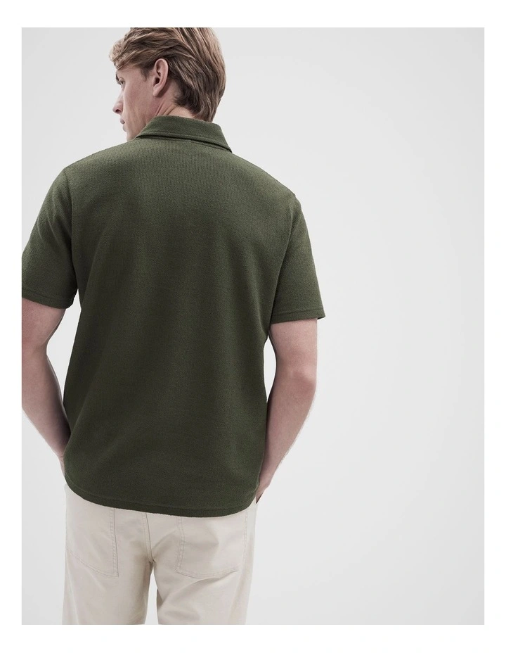 Micro Loop Polo Shirt in Green image 2