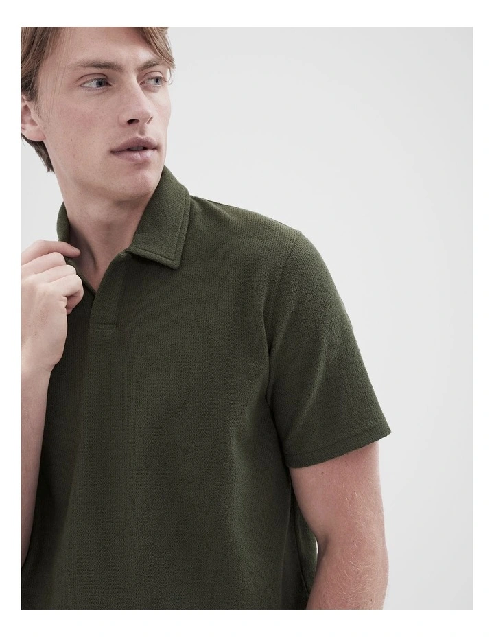 Micro Loop Polo Shirt in Green image 3
