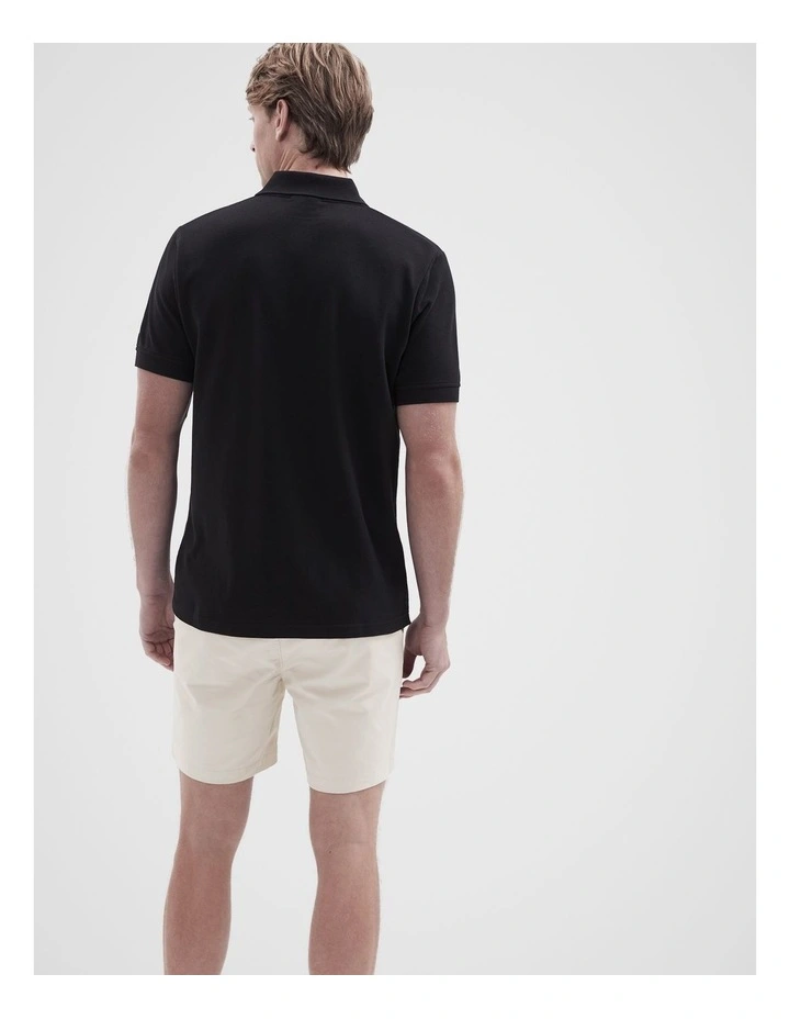 Classic Pique Polo Shirt in Black image 2