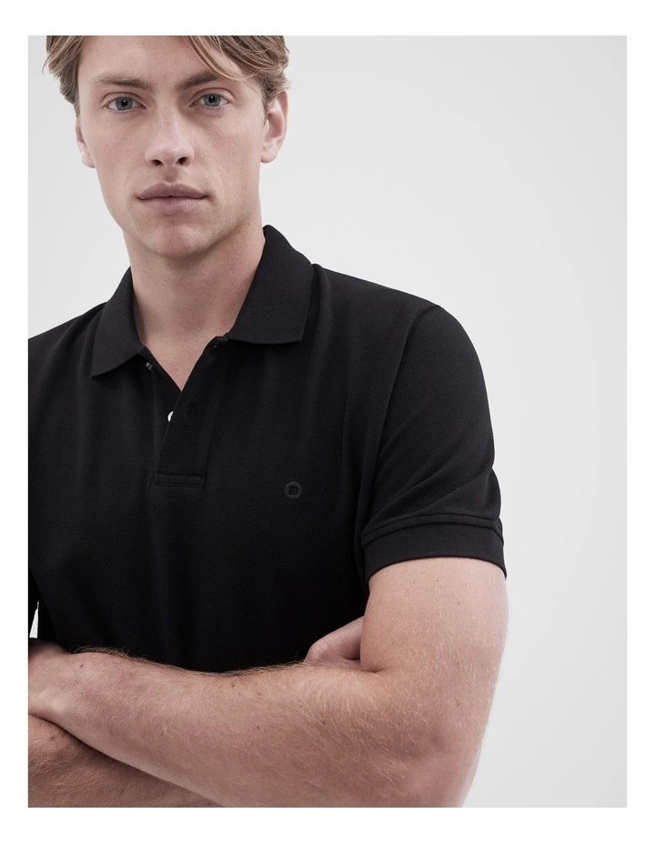 Classic Pique Polo Shirt in Black image 3