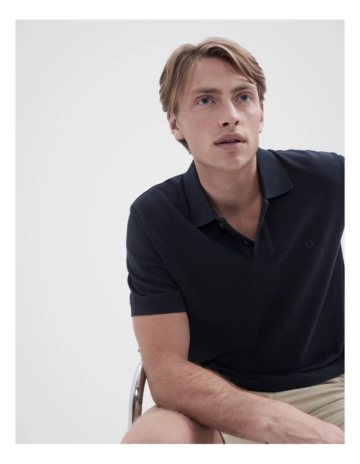 Classic Pique Polo Shirt in Blue image 3