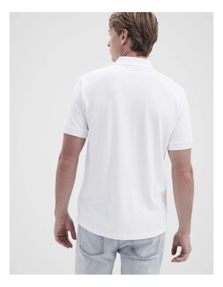 Classic Pique Polo Shirt in White image 2