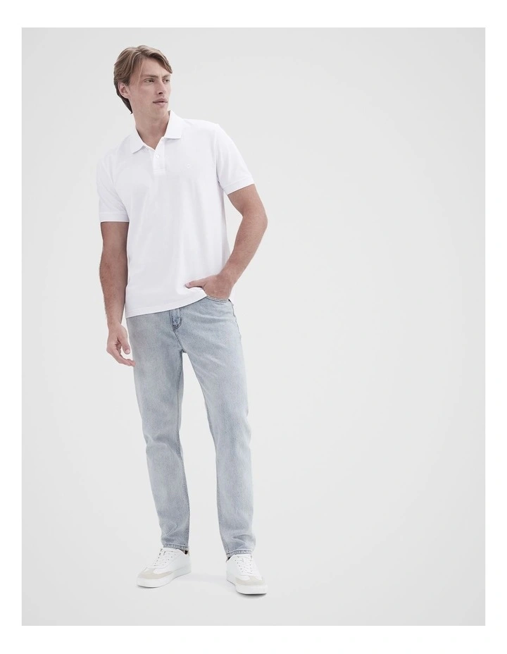 Classic Pique Polo Shirt in White image 4