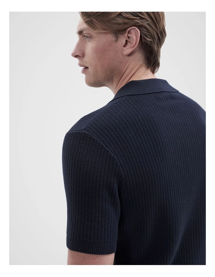 Wavy Stitch Knit Polo image 3