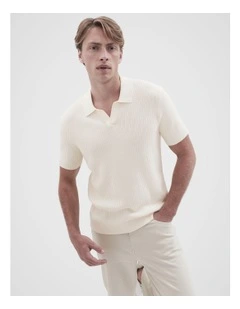 Wavy Stitch Knit Polo