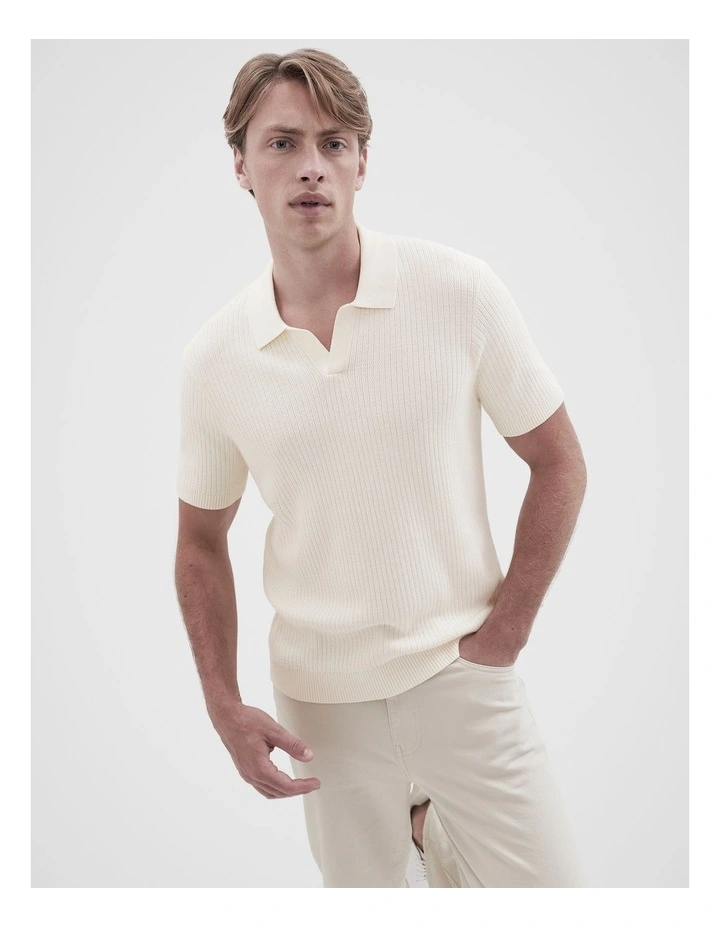 Wavy Stitch Knit Polo image 1