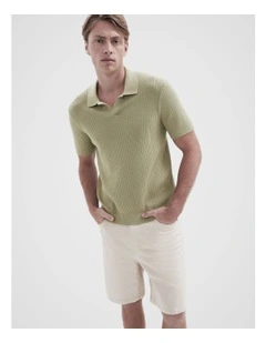 Wavy Stitch Knit Polo