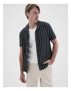 Crochet Textured Resort Shirt in Blue