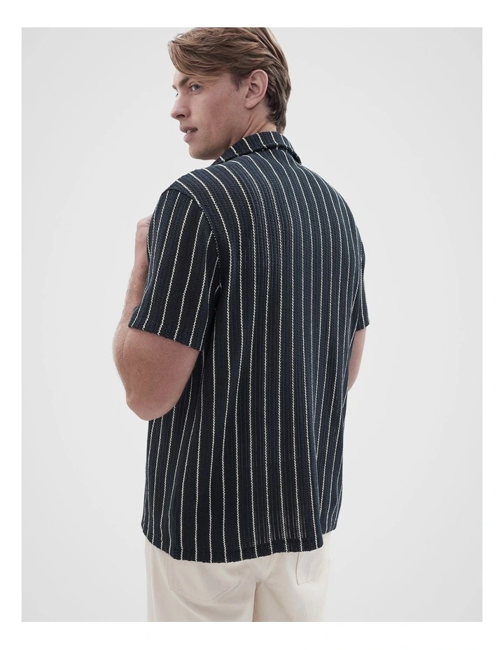 Crochet Textured Resort Shirt in Blue image 2