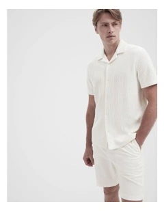 Open Weave Regular Fit Shirt in White