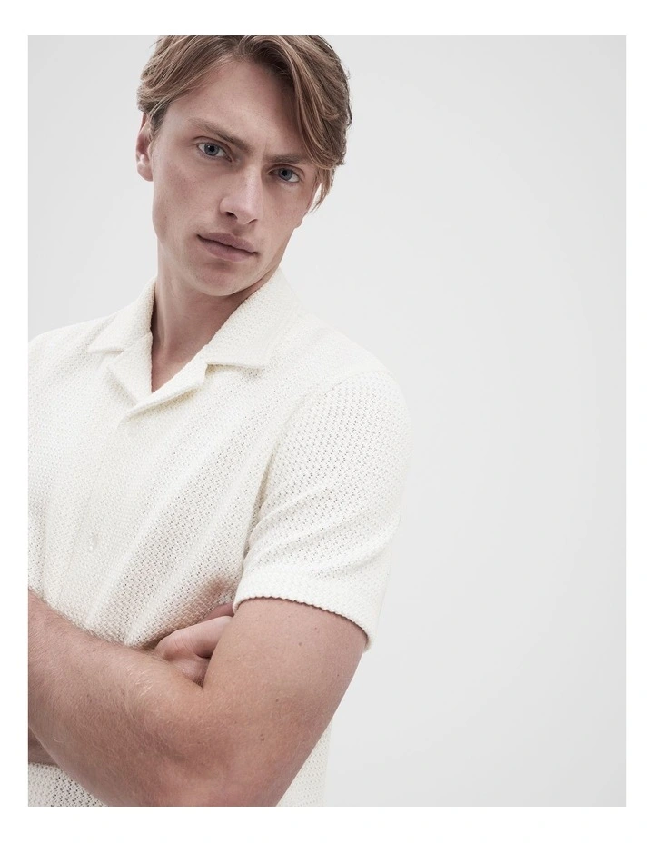 Open Weave Regular Fit Shirt in White image 3