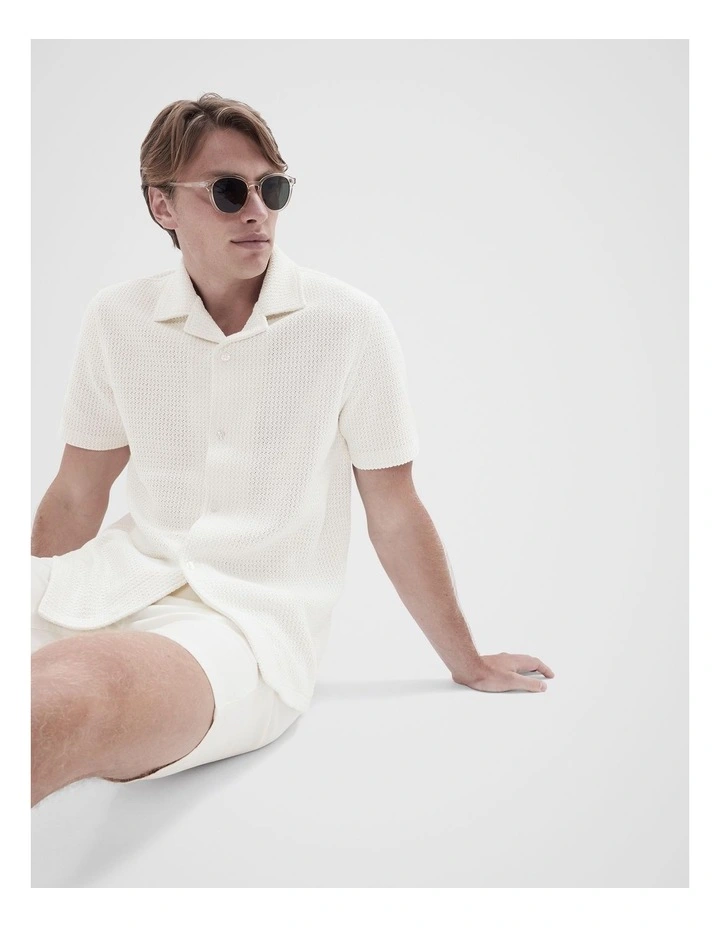 Open Weave Regular Fit Shirt in White image 4