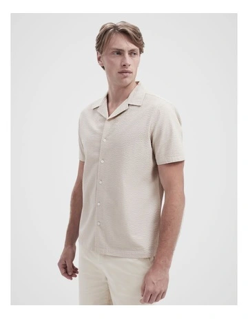 Seersucker Regular Fit Shirt in Cream