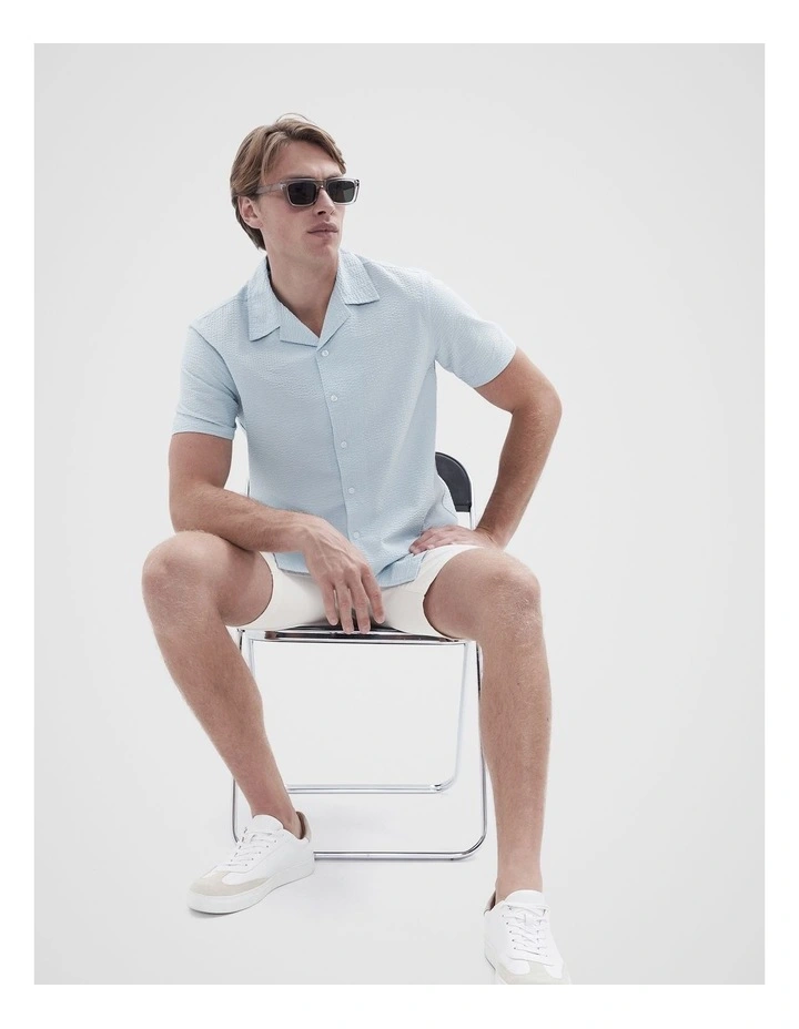 Seersucker Regular Fit Shirt in Blue image 3