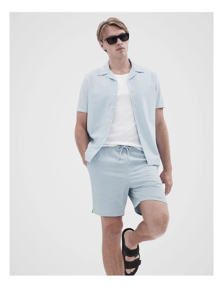 Seersucker Regular Fit Shirt in Blue image 4