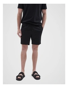 Seersucker Swim Short in Black