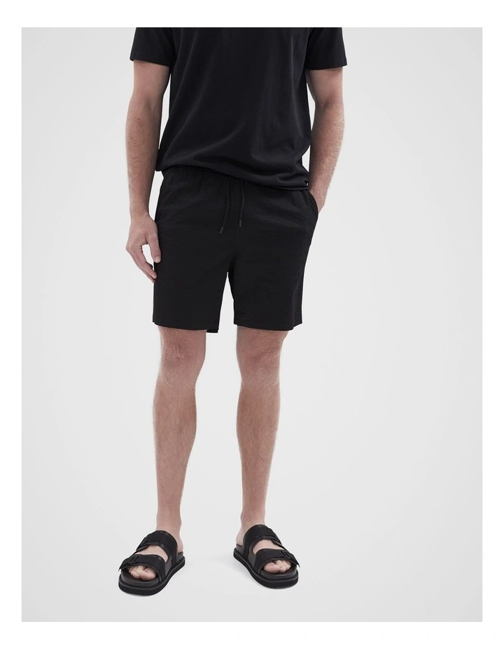 Seersucker Swim Short in Black image 1