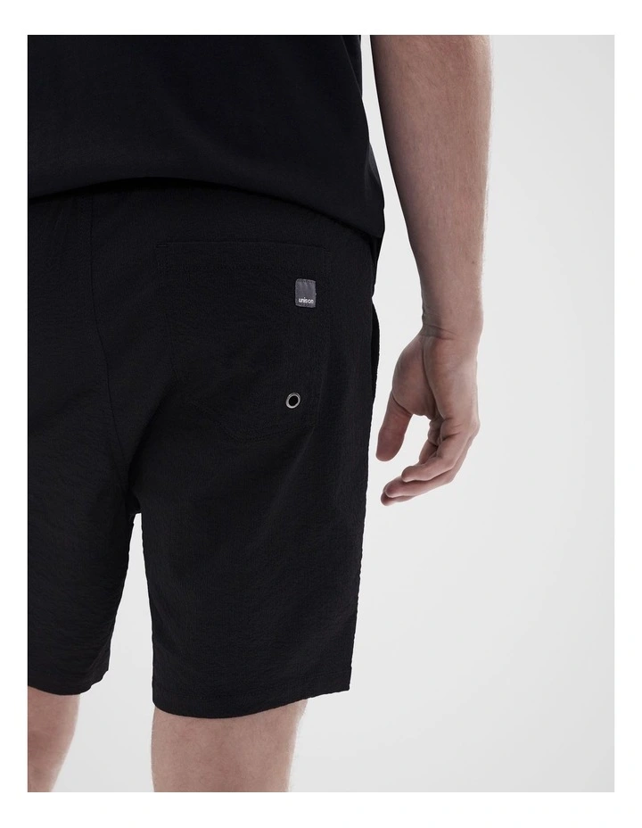 Seersucker Swim Short in Black image 3