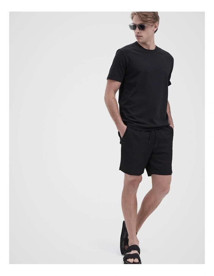 Seersucker Swim Short in Black image 4