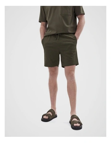 Seersucker Swim Short in Green