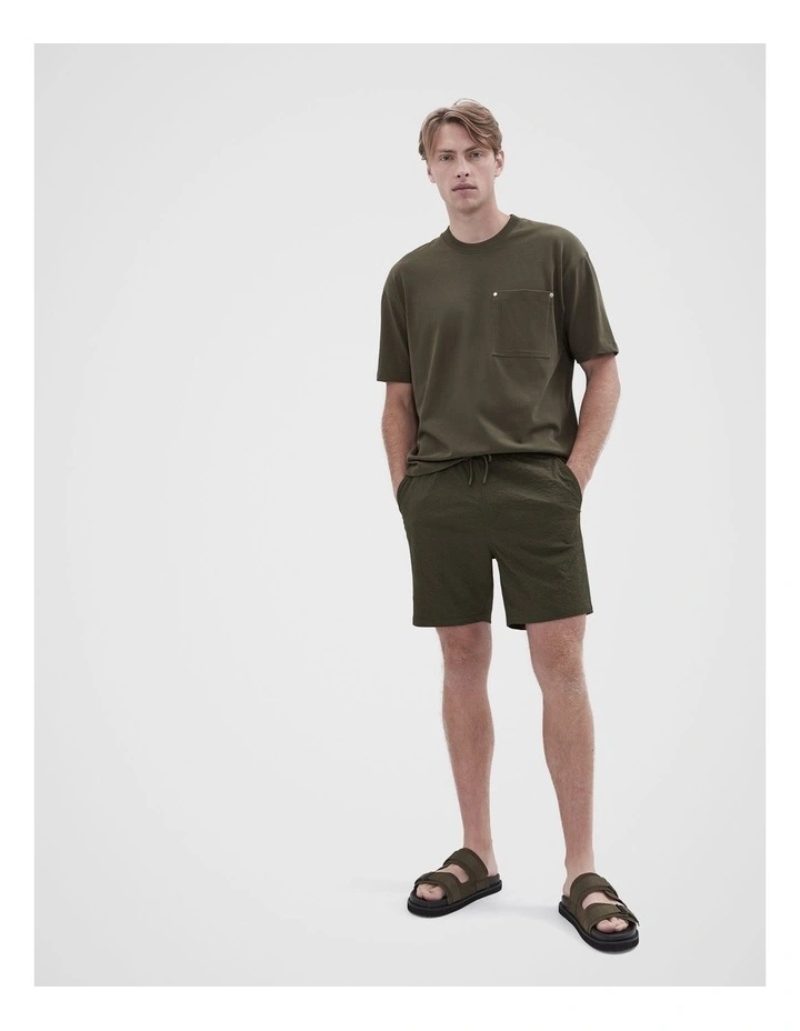 Seersucker Swim Short in Green image 4