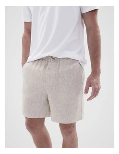 Linen Pull On Short in Grey