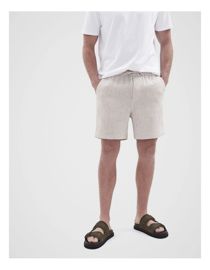 Linen Pull On Short in Grey image 3