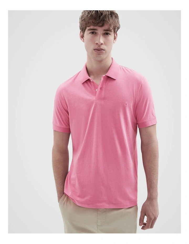 Classic Jersey Polo T-shirt in Pink image 1