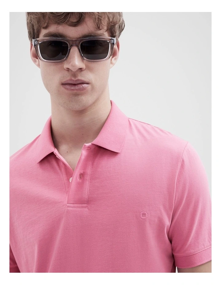 Classic Jersey Polo T-shirt in Pink image 4