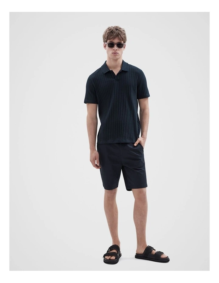 Rib Stitch Polo T-shirts in Navy image 4