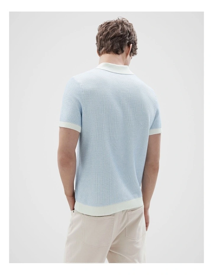 Honeycomb Knit Polo in Blue image 2