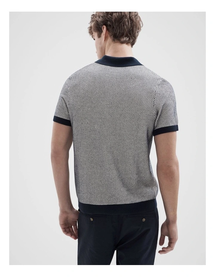 Honeycomb Knit Polo in Navy image 2