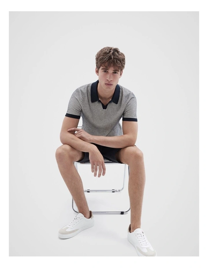 Honeycomb Knit Polo in Navy image 4