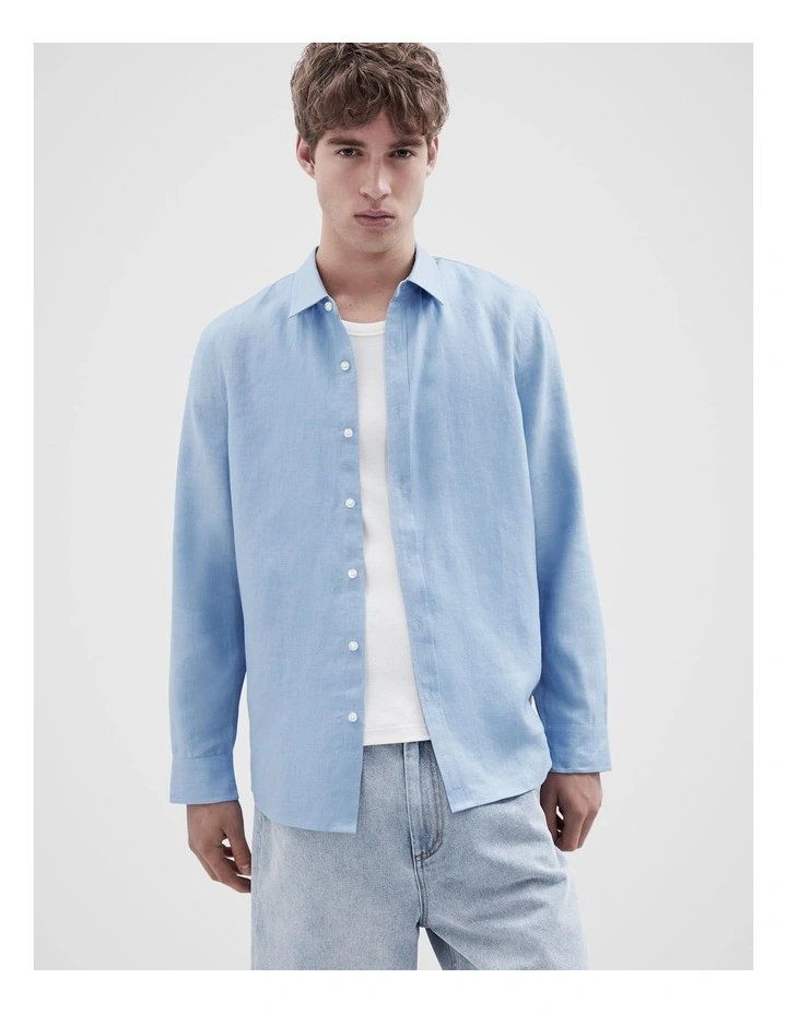 Linen Regular Fit Shirt in Blue image 1