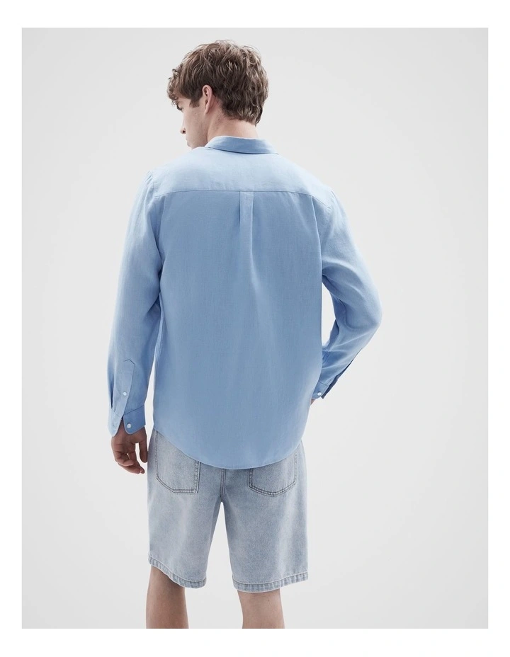 Linen Regular Fit Shirt in Blue image 2