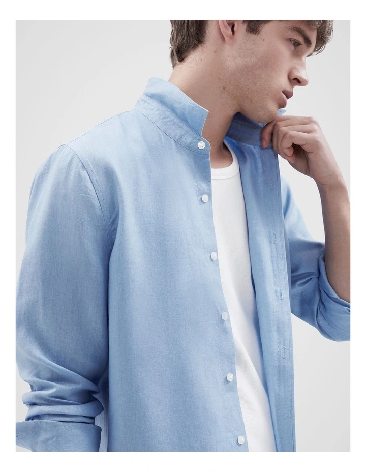 Linen Regular Fit Shirt in Blue image 3