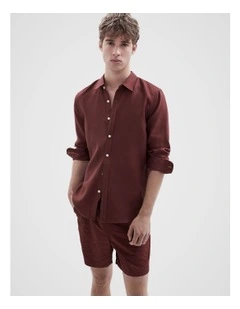 Linen Regular Fit Shirt in Red
