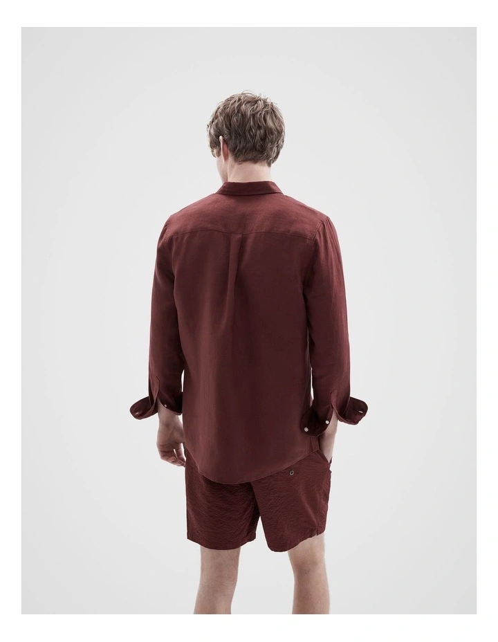 Linen Regular Fit Shirt in Red image 2