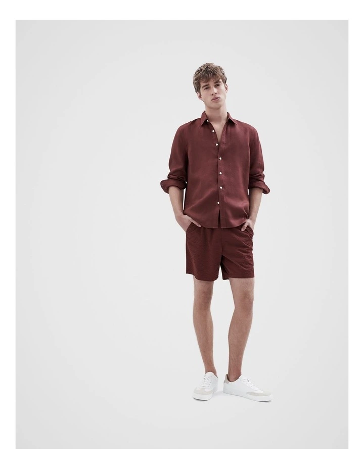 Linen Regular Fit Shirt in Red image 4