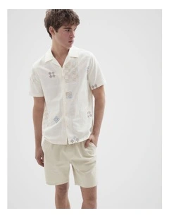 Patchwork Embroidery Regular Fit Shirt in White